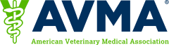 The AVMA logo displays the acronym "AVMA" in bold navy letters with a green staff of Asclepius on the left and "American Veterinary Medical Association" below - Southwest Equine Veterinary